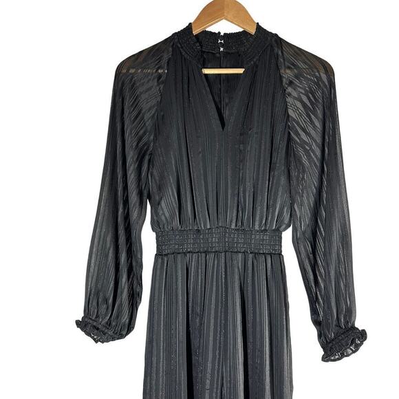 Halogen Metallic Smocked Waist Long Sleeve Jumpsuit Size Small - Picture 10 of 11